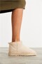 Women's Beige Suede Fur Lined Flat Sole Sabo Boots Winter Casual Bootie - 3