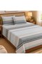 Turkish Style King Size Flat Bedsheet Set, 3 Pieces, 260 x 240 cm, 1 Flat Sheet and 2 Pillowcases (Slate Blue Accents) - 4
