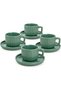HARPER 8-Piece Stoneware Tea Cup and Saucer Set, Green (4N 250ml Cup & 4N Saucer)