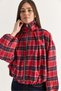 Women's Plaid Patterned Stone Detailed Lined High Collar Zippered Bomber Jacket Dc261012 60286766 - 5