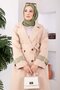 Premium Double-Breasted Collar Long Trench Coat Beige - 2