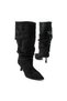 Hazel Black Suede Bellows Pointed Toe Low Thin Heeled Women's Boots - 4