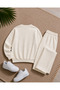 Men's Basic Crew Neck Sweatshirt and Sweatpants Set - Draped Comfortable Fit Sweatshirt and Sweatpants Combination Set - 2