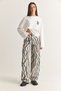 Women's Cream Zebra Patterned High Baggy Wide Leg Denim Trousers Dp261066 60286734