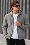 Men's Standard Fit, Regular Cut, Fleece-Lined, 3-Ply, Hooded, Zippered Gray Sweatshirt Jacket - 6