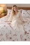 Turkish Style King Size Flat Bedsheet Set, 3 Pieces, 260 x 240 cm, 1 Flat Sheet and 2 Pillowcases (White with Dusty Rose) - 8