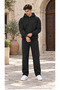 Men's Basic Hooded Tracksuit Set - Draped Comfortable Fit Sweatshirt with Kangaroo Pockets and Sweatpants Combination Set