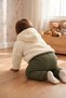 Teddy Bear Detailed Hooded Plush Cardigan Baby Top and Bottom Set 2 Pieces Ak324905 - 5