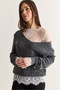 Women's Anthracite 2-Piece Lace Blouse and V-Neck Oversize Knitwear Sweater Set Tk261156 60286726 - 5