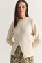 Women's Cream Crew Neck Waist-Sitting Zippered Knitwear Sweater Tk261160 60286720 - 3