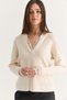 Women's Cream Lace Detailed V-Neck Long Sleeve Ribbed Knitwear Sweater Tk261069 60286723 - 4