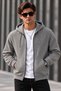 Men's Standard Fit, Regular Cut, Fleece-Lined, 3-Ply, Hooded, Zippered Gray Sweatshirt Jacket