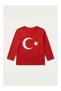 Red Turkish Flag Printed Long Sleeve Tshirt