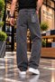 Men's Baggy Mustache Washed Denim Jean Trousers - 3
