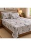 Turkish Style King Size Flat Bedsheet Set, 3 Pieces, 260 x 240 cm, 1 Flat Sheet and 2 Pillowcases (Light Grey with Charcoal and White) - 4