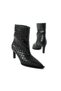 Meriella Skin Black Woven Knitted Patterned Pointed Toe Thin Heeled Ankle Boots Bootie - 5
