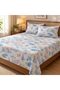 Turkish Style King Size Flat Bedsheet Set, 3 Pieces, 260 x 240 cm, 1 Flat Sheet and 2 Pillowcases (Ivory with Sky Blue) - 4