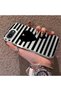iPhone 16E Compatible Striped Black Case, Shockproof Silicone, Stylish