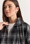 Women's Plaid Patterned Stone Detailed Lined High Collar Zippered Bomber Jacket Dc261012 60286766 - 5