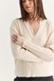 Women's Cream Lace Detailed V-Neck Long Sleeve Ribbed Knitwear Sweater Tk261069 60286723 - 5