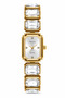 Milano Women's Wristwatch Gold Color Transparent Stone Metal Cord Silver Dial Rectangular Case Analog Watch 20 mm Case Diameter - 2
