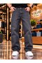 Men's Baggy Mustache Washed Denim Jean Trousers - 4