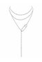 Needle Detail Lip Chain Three Layer Steel Necklace - 3