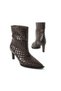 Meriella Skin Brown Woven Knitted Patterned Pointed Toe Thin Heeled Ankle Boots Bootie - 5