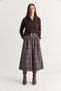 Women's Brown-Blue Plaid Patterned Belted High Pleated Culotte Trousers Dp261058 60286731 - 3