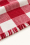 Women's Red Ecru Plaid Oversized Shawl 180X65 cm Soft Textured Short Tassel Winter Shawl Scarf – Shoulder Shawl - 3