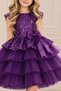 Girls Sparkling Sequin Ball Gown - Satin Bow and Layered Tulle Skirt, Special Occasion Princess Dress - 6