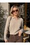 Women's Polo Collar Openwork Knitwear Sweater 12544 - 2