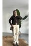 Women's Brown Reversible Zippered High Collar Wool Knitwear Cardigan Sweater - 4