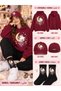 Hooded Oversize Sweatshirt Claret Red Unisex Set of 3 Hat and Socks