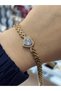 Gold Detailed Zircon Stone Herringbone Chain Bracelet - Stylish Gift Bracelet - 2