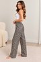 Women's Leopard Patterned Elastic Waist Comfortable Cut Loose Leg Long Pajama Bottoms - 2