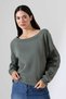 Women's 3-Strand Ruffled Shoulder Drop Boat Neck Sweatshirt 22278 - 3