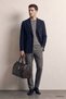 Slim Fit Navy Blue Striped Fabric Jacket - 8