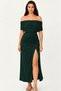 Women's Madonna Collared Waist Gathered Side Slit Midi Sandy Dress - 4