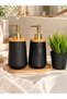 2-Piece Ceramic Soap Dish with Bamboo Stand 500 ml Bathroom Organizer Set