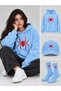 Hooded Oversize Sweatshirt Multi-Colored Unisex Set of 3 Hats and Socks