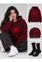 Hooded Oversize Sweatshirt Claret Red Unisex Set of 3 Hat and Socks