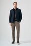 Navy Blue Berber Collar Cashmere Slim Fit Flexible Coat 1007265121