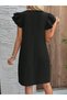 Women's Short Sleeve Crew Neck Ruffle Short Wrap Dress - 6