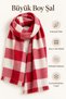 Women's Red Ecru Plaid Oversized Shawl 180X65 cm Soft Textured Short Tassel Winter Shawl Scarf – Shoulder Shawl - 5