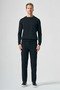 Black Crew Neck Long Sleeve Knitted Comfort Fit Cotton Sweater 1012265165 - 2