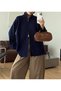 High Collar Zippered Oversize Knitwear Cardigan - 26070 - Navy Blue (Os) - 2