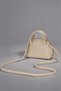 Vanilla Beige Gold Accessory and Eyelet Detail Women's Hand-Shoulder Bag Ref.672466 - 5