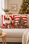 Set of 4 Decorative Throw Pillow Covers with Santa Claus and Christmas Tree Patterns – Red Cream - 2