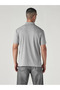 Men's Gray Textured Ribbed Polo T-Shirt 004Lx-0012 - 3